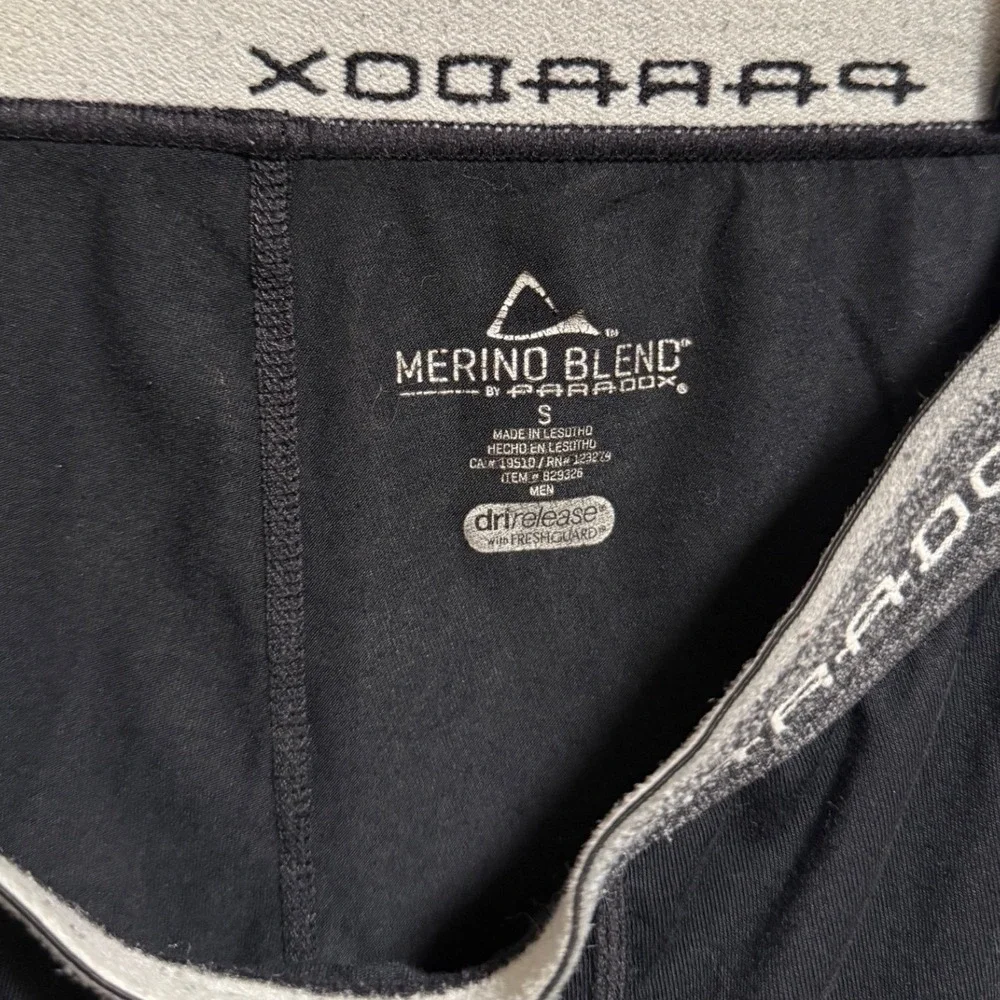Paradox Mens Merino Blend Base Layer Leggings Black Thermal Tights Small